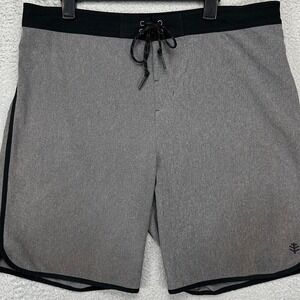 Coolibar Swim Trunks Men 40 Grey UPF 50+ Swimwear Stretch Drawstring Board Short